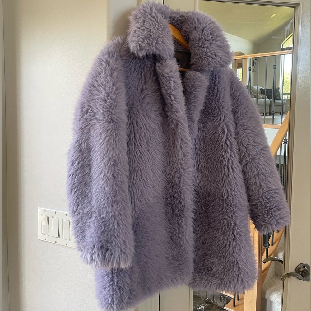 Zara Lavender Faux Fur Coat